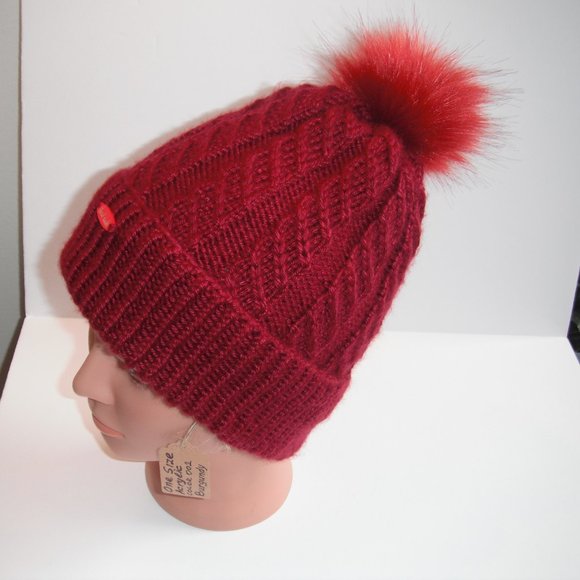 Hand Knitted Hat Toque Adult-OneSize Acrylic Color Burgundy-002 Hand knit by me - Picture 10 of 12